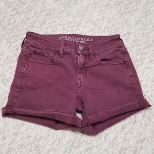 A.E.O.  Midi Twill Jean Wine Shorts